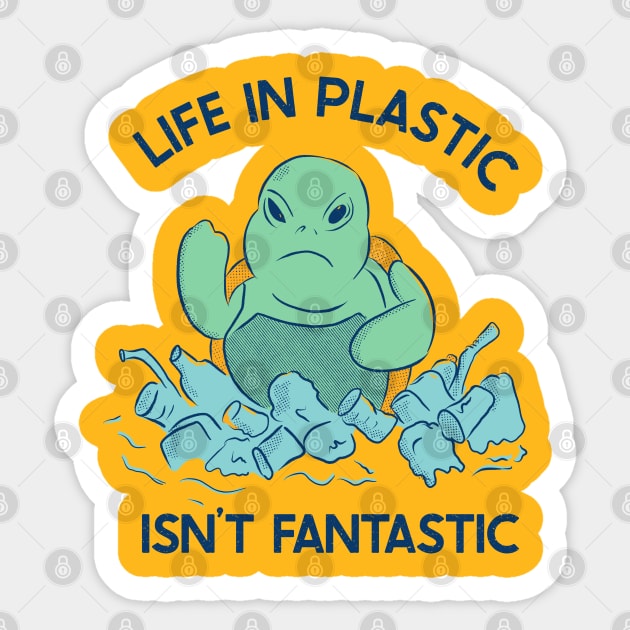 Life in plastic - Angry turtle - plastic ocean Sticker by MisterThi